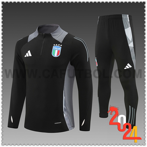 Chandal Futbol Italia Ninos Negro/Gris 2024 2025 -02