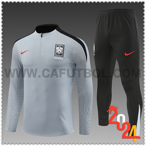 Chandal Futbol Corée Du Sud Ninos Gris/Negro 2024 2025