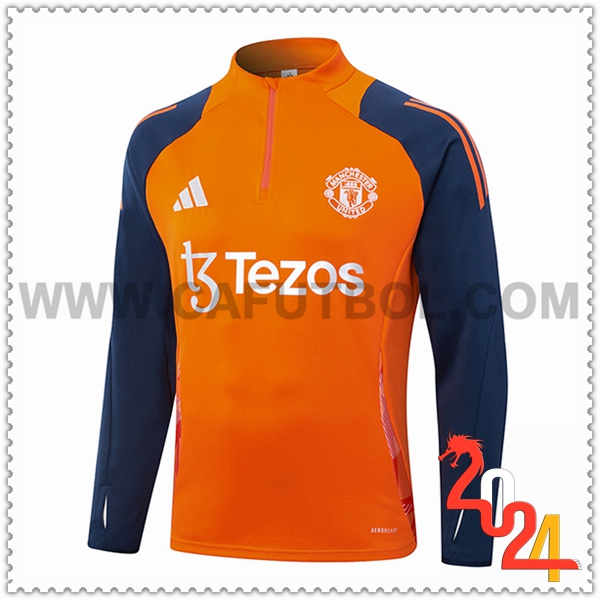 Sudadera Entrenamiento Manchester United Naranja/Azul 2024 2025