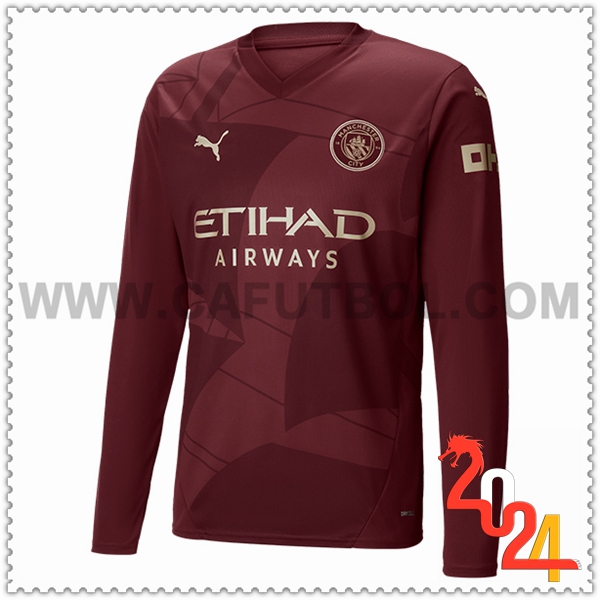 Tercero Nuevo Camiseta Manchester City Mangas largas 2024 2025