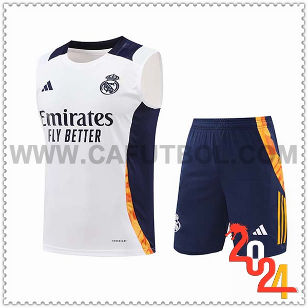 Camiseta Entrenamiento sin mangas Real Madrid Blanco/Azul/Naranja 2024 2025