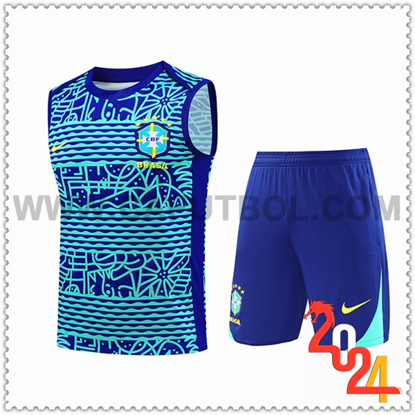 Camiseta Entrenamiento sin mangas Brasil Azul/Verde 2024 2025