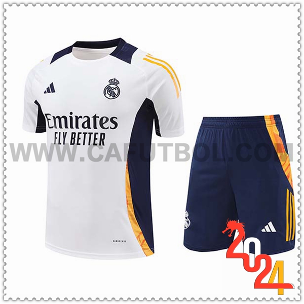 Camiseta Entrenamiento Real Madrid Blanco/Azul/Naranja 2024 2025