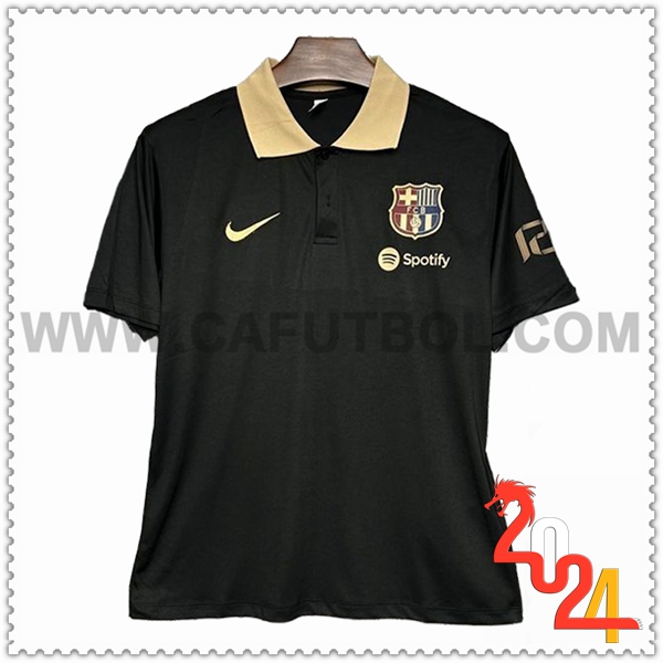 Camiseta Polo FC Barcelona Negro/Amarillo 2024 2025