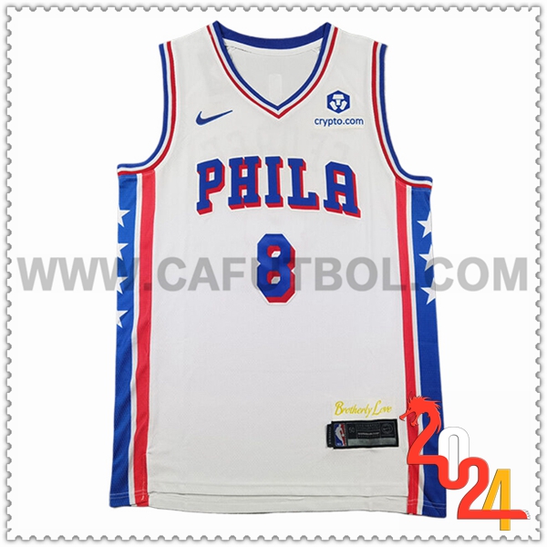 Camisetas Philadelphia 76ers (GEORGE #8) 2024/25 Blanco/Azul