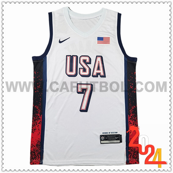 Camisetas USA (DURANT #7) 2024/25 Blanco/Negro/Rojo