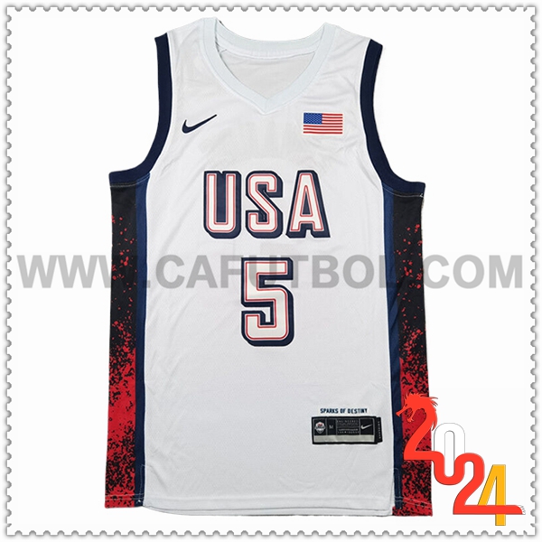 Camisetas USA (EDWARDS #5) 2024/25 Blanco/Negro/Rojo