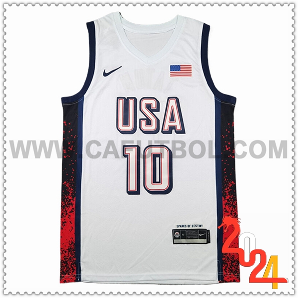 Camisetas USA (TATUM #10) 2024/25 Blanco/Negro/Rojo