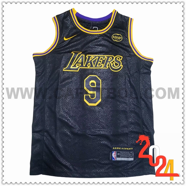 Camisetas Los Angeles Lakers (JAMES JR. #9) 2024/25 Negro/Amarillo