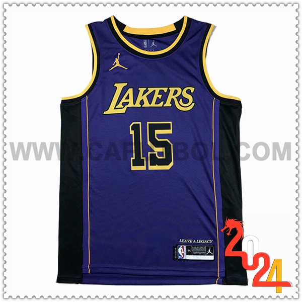 Camisetas Los Angeles Lakers (REAVES #15) 2024/25 Violeta/Negro/Amarillo -02