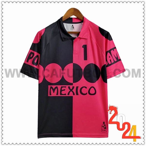 Camiseta Retro Portero Mexico Negro/Rosa 1998