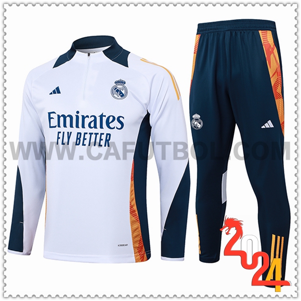 Chandal Futbol Real Madrid Blanco/Azul/Naranja 2024 2025