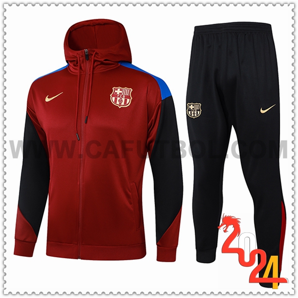 Chaqueta Con Capucha Chandal Rompevientos Chaqueta FC Barcelona Rojo/Negro 2024 2025