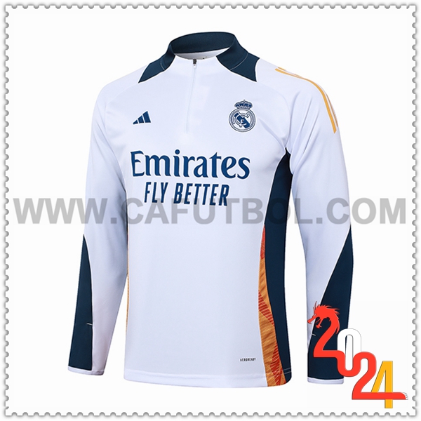 Sudadera Entrenamiento Real Madrid Blanco/Azul/Naranja 2024 2025