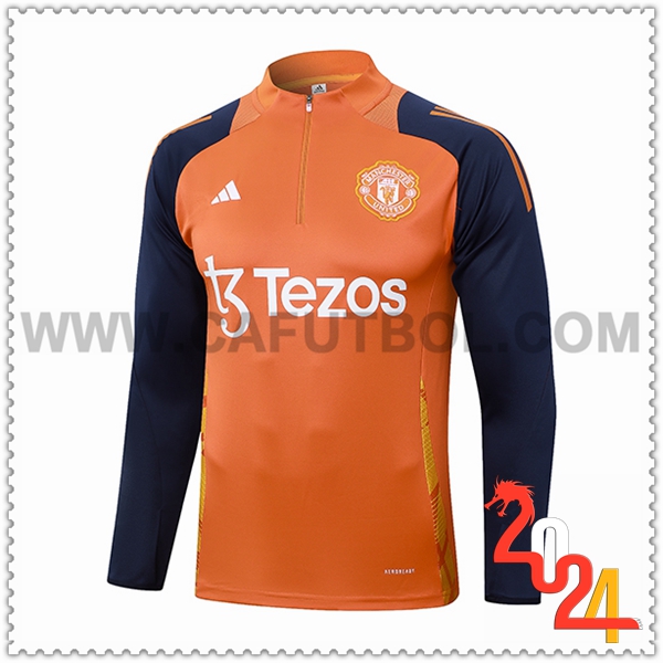 Sudadera Entrenamiento Manchester United Naranja/Azul 2024 2025