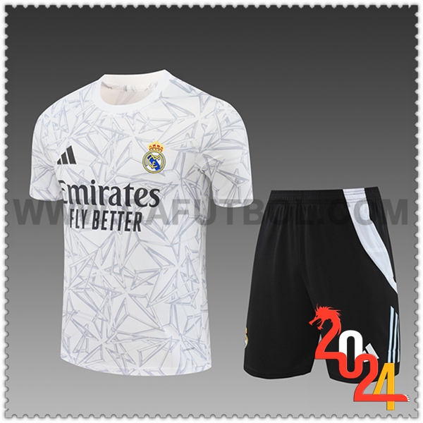 Camiseta Entrenamiento Real Madrid Ninos Blanco/Gris 2024 2025