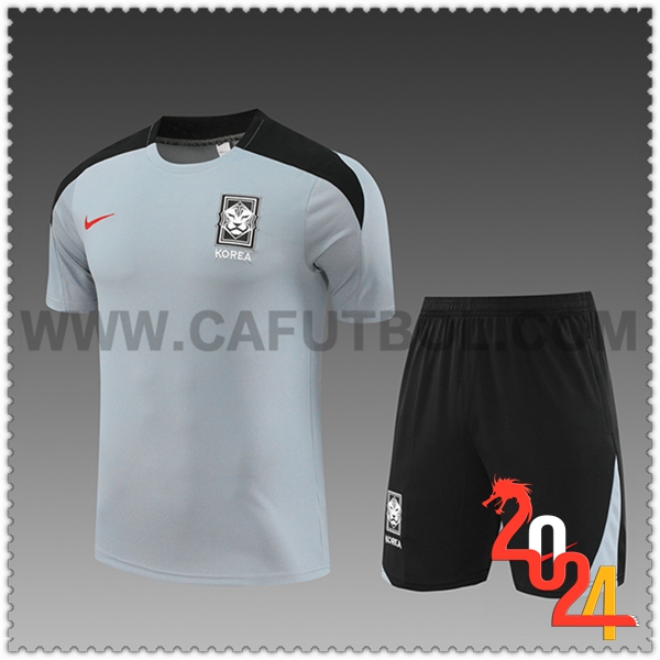 Camiseta Entrenamiento Corée Du Sud Ninos Gris/Negro 2024 2025