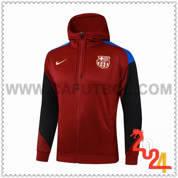 Chaqueta Con Capucha FC Barcelona Rojo/Negro 2024 2025