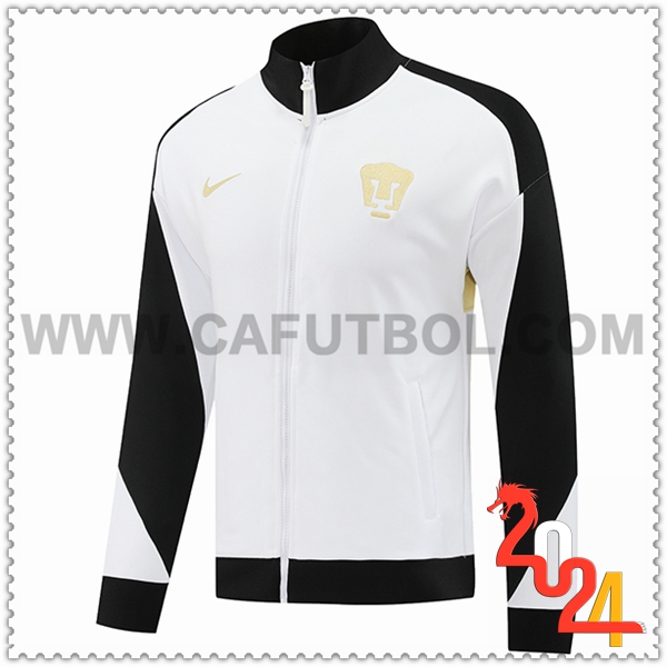 Chaquetas Futbol Pumas UNAM Blanco/Negro/Amarillo 2024 2025