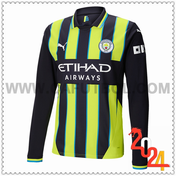 Segunda Nuevo Camiseta Manchester City Mangas largas 2024 2025