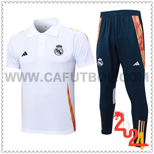 Camiseta Polo Real Madrid Blanco/Naranja 2024 2025