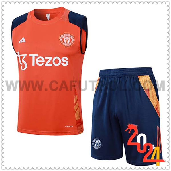 Camiseta Entrenamiento sin mangas Manchester United Naranja/Azul 2024 2025