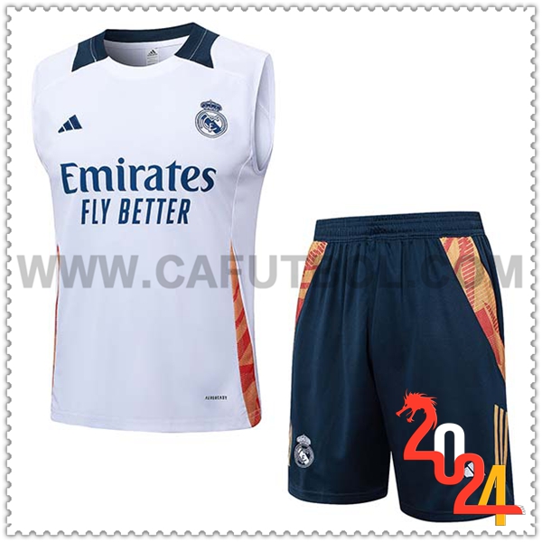 Camiseta Entrenamiento sin mangas Real Madrid Blanco/Naranja 2024 2025