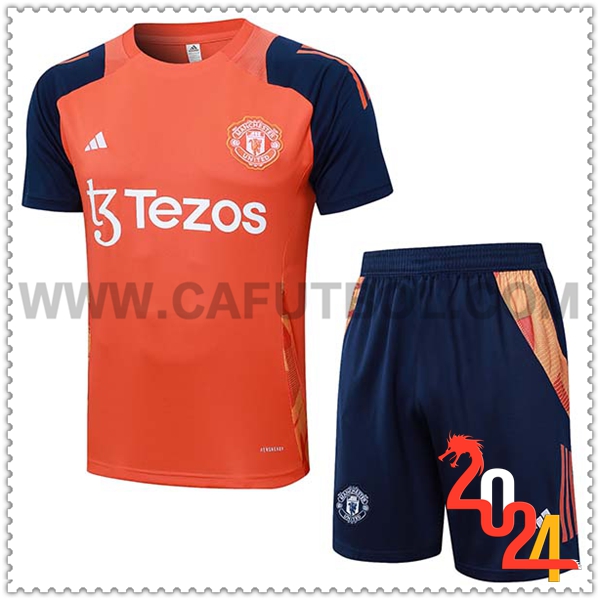 Camiseta Entrenamiento Manchester United Naranja/Azul 2024 2025