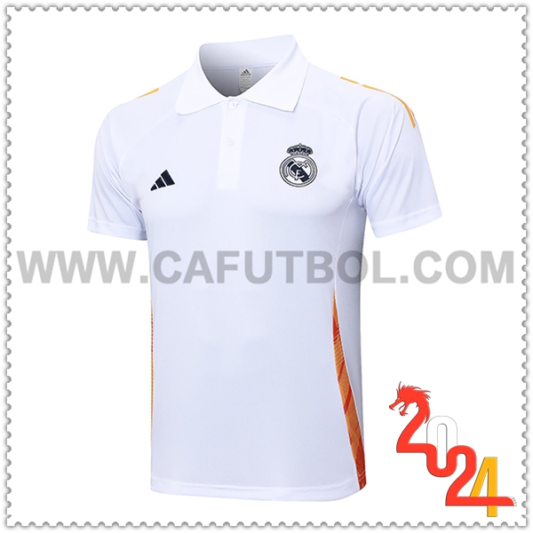 Camiseta Polo Real Madrid Blanco/Naranja 2024 2025