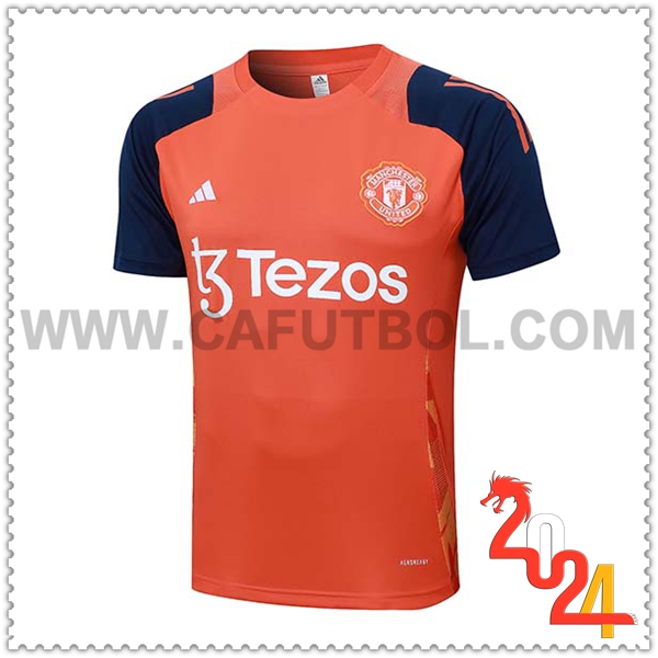 Camiseta Entrenamiento Manchester United Naranja/Azul 2024 2025