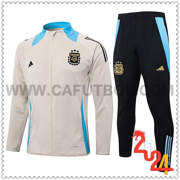 Chandal Futbol Chaquetas Argentina Beige/Azul 2024 2025