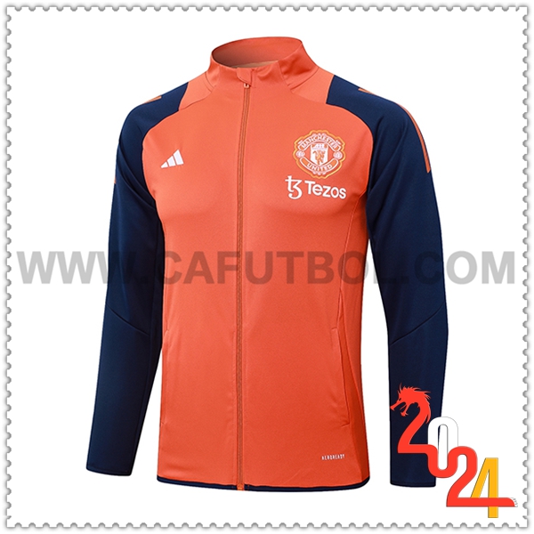 Chaquetas Futbol Manchester United Naranja/Azul 2024 2025