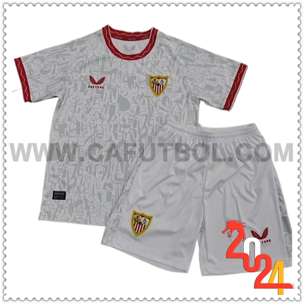 Primera Equipacion del Sevilla Ninos 2024 2025