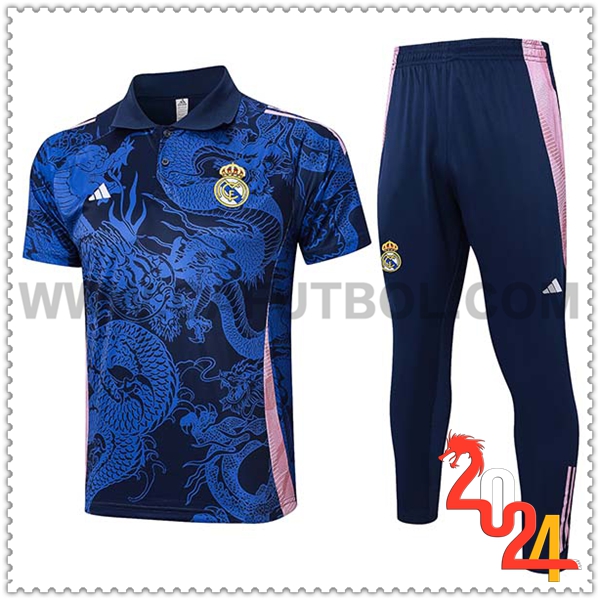 Camiseta Polo Real Madrid Azul/Rosa 2024 2025