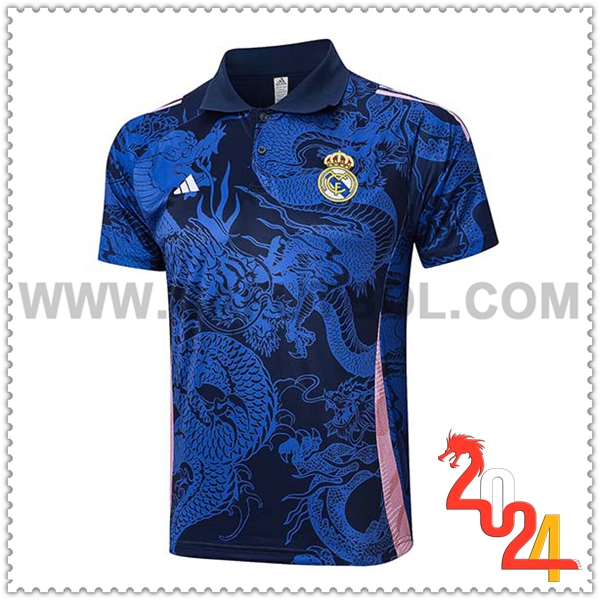 Camiseta Polo Real Madrid Azul/Rosa 2024 2025