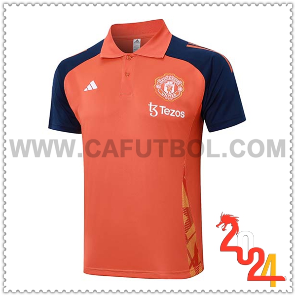 Camiseta Polo Manchester United Naranja/Azul 2024 2025