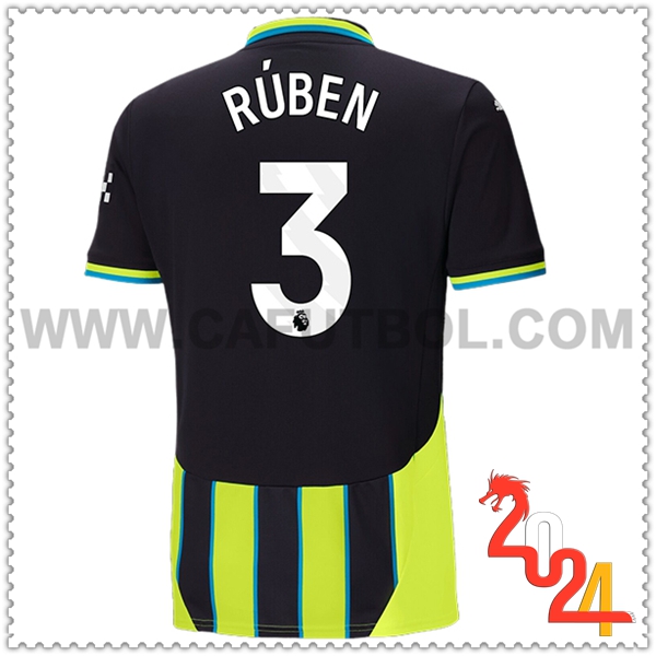 Segunda Camiseta Futbol Manchester City RÚBEN #3 2024 2025