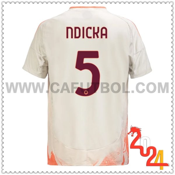 Segunda Camiseta Futbol AS Roma NDICKA #5 2024 2025