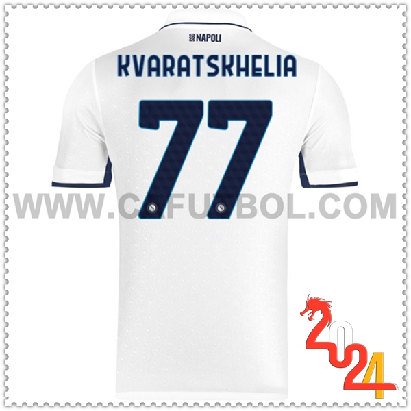 Segunda Camiseta Futbol SSC Napoles KVARATSKHELIA #77 2024 2025