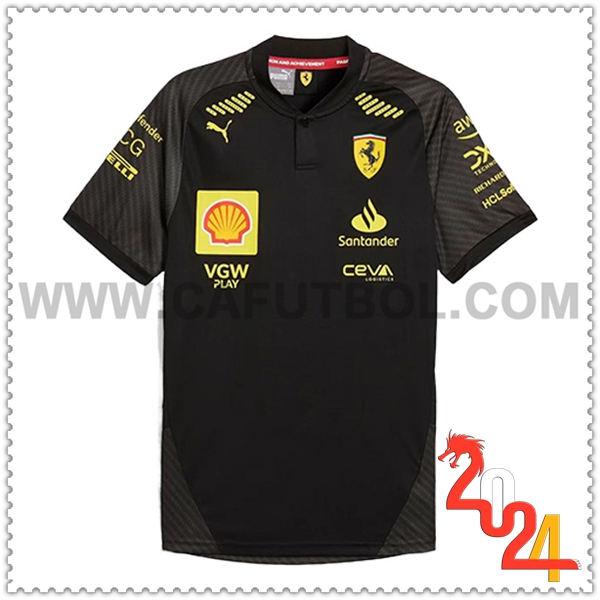 Camiseta de manga corta F1 Scuderia Ferrari Team Negro/Amarillo 2024