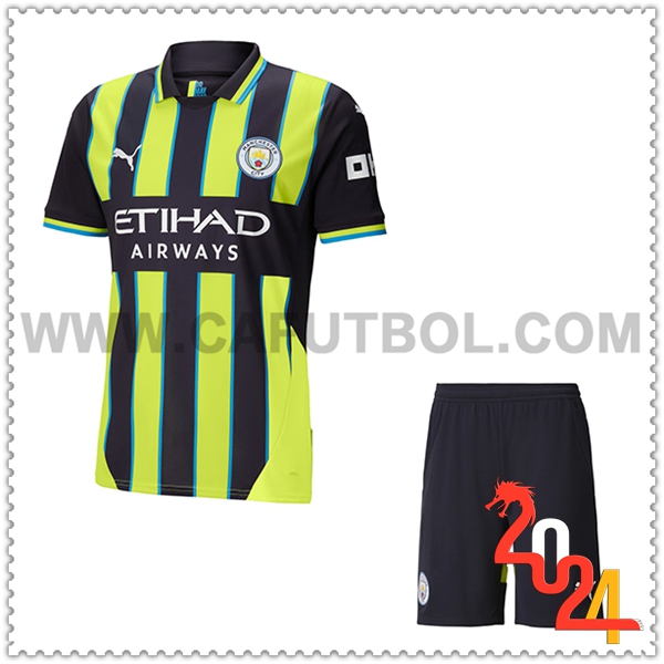 Segunda Equipacion del Manchester City + Pantalones Cortos 2024 2025