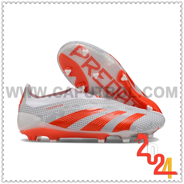 Adidas Botas De Fútbol PREDATOR ELITE LACELESS BOOTS FG Gris/Blanco/Naranja