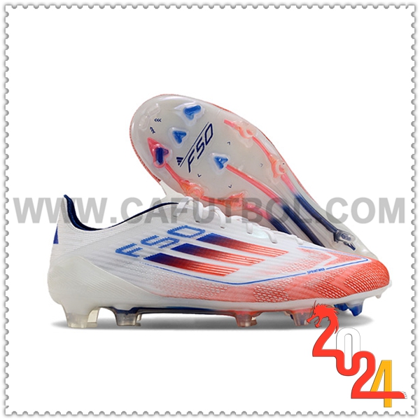 Adidas Botas De Fútbol F50 ELITE FG Blanco/Naranja/Azul -02