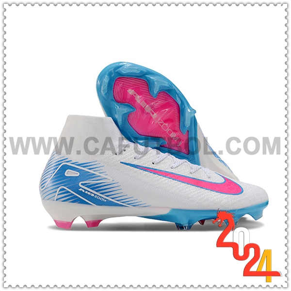 Nike Botas De Fútbol Air Zoom Mercurial Superfly IIX Elite FG Blanco/Azul/Rosa -02