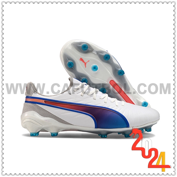 PUMA Botas De Fútbol KING FG/AG Blanco/Gris/Naranja/Azul