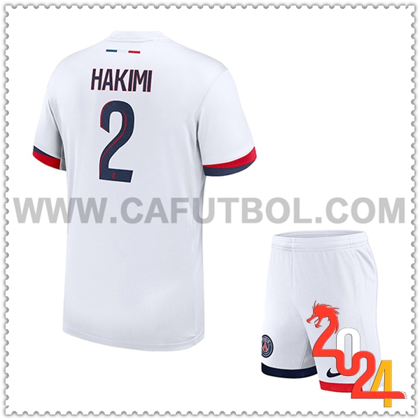 Segunda Equipacion del PSG HAKIMI #2 Ninos 2024 2025