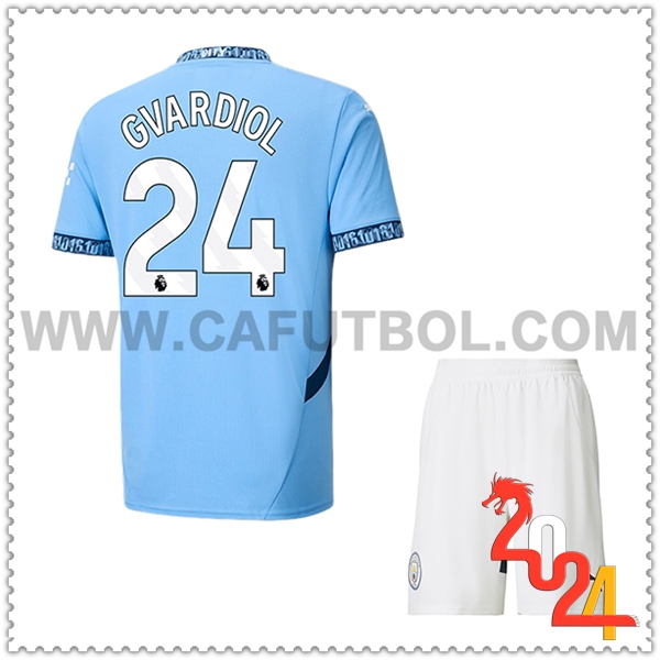 Primera Equipacion del Manchester City GVARDIOL #24 Ninos 2024 2025