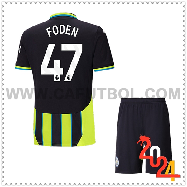 Segunda Equipacion del Manchester City FODEN #47 Ninos 2024 2025