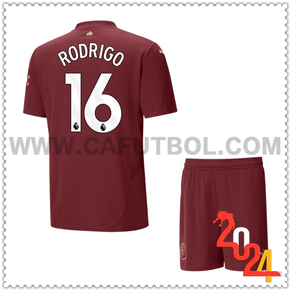 Tercero Equipacion del Manchester City RODRIGO #16 Ninos 2024 2025