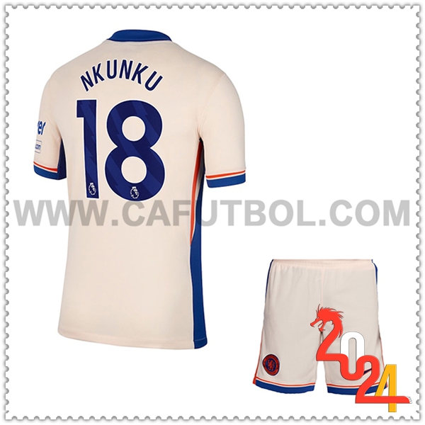 Segunda Equipacion del FC Chelsea NKUNKU #18 Ninos 2024 2025